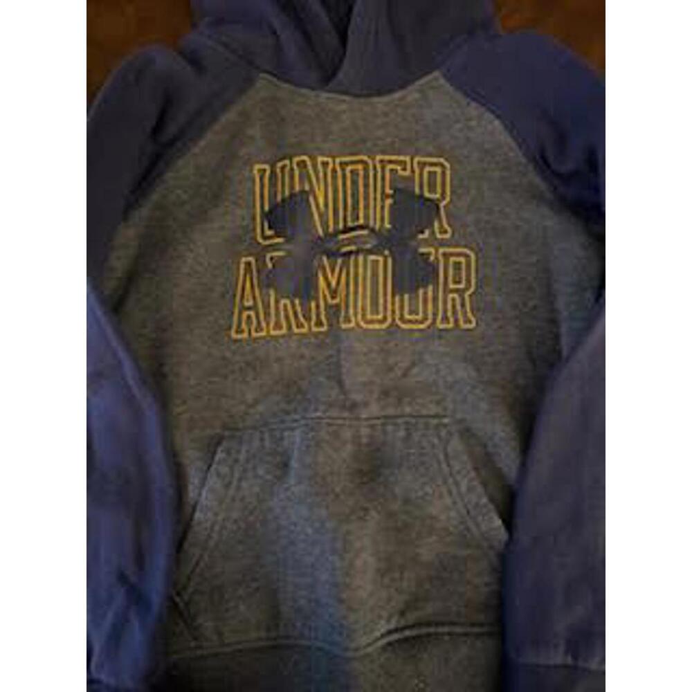 Boys Size 6 Navy Blue & Gray Hooded Under Armour Sweatshirt